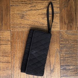 Vera Bradley quilted dark brown wristlet wallet